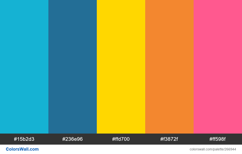 p5 colors palette #15b2d3, #236e96, #ffd700 - ColorsWall