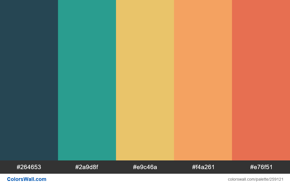 P8 colors palette #264653, #2a9d8f, #e9c46a - ColorsWall