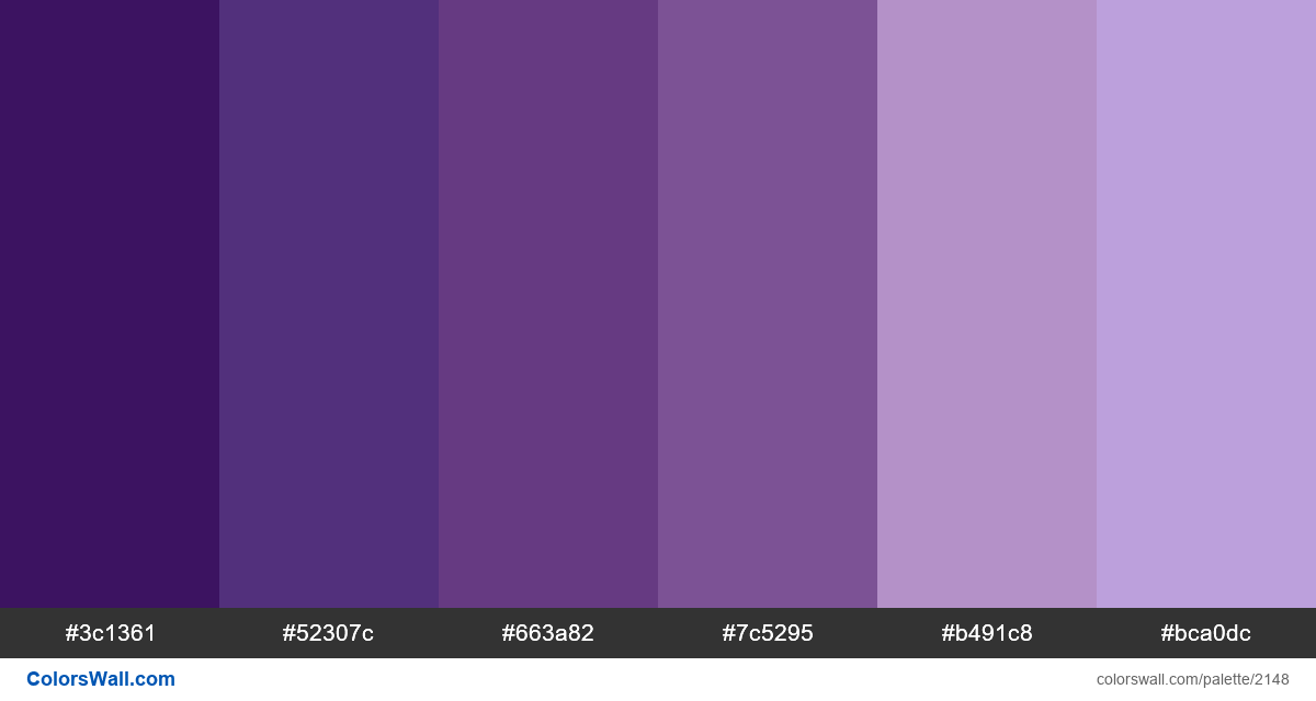 #Purple colors palette #3c1361, #52307c, #663a82 - ColorsWall