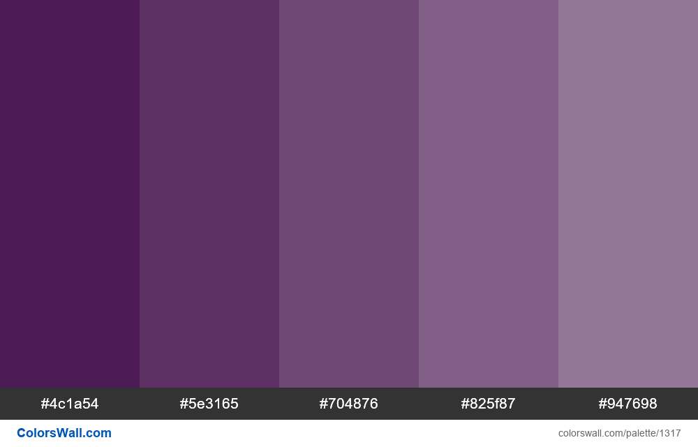 Purple tints colours #4c1a54, #5e3165, #704876 | ColorsWall