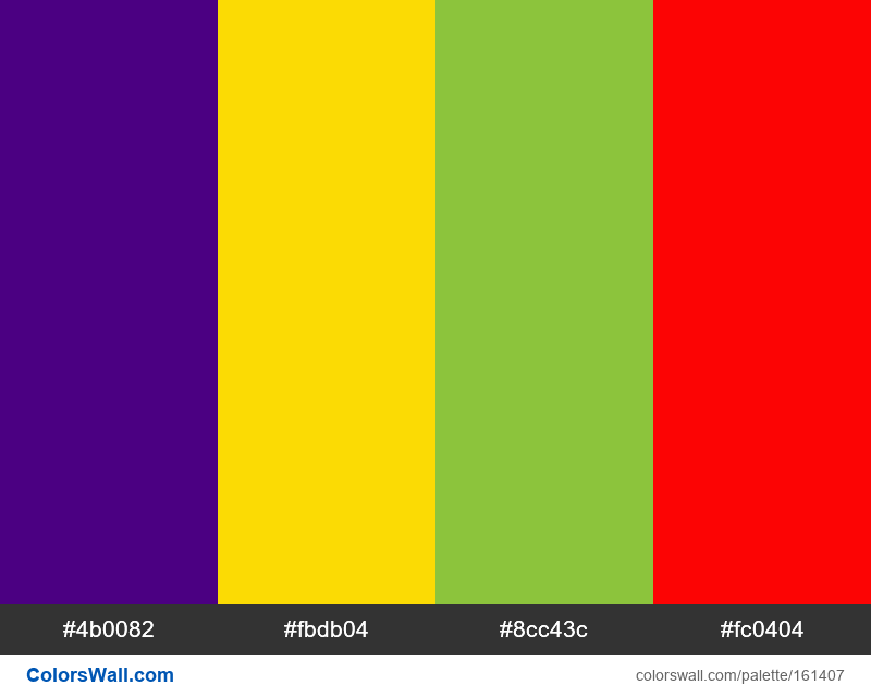 qkqkqkqk colors palette #4b0082, #fbdb04, #8cc43c - ColorsWall