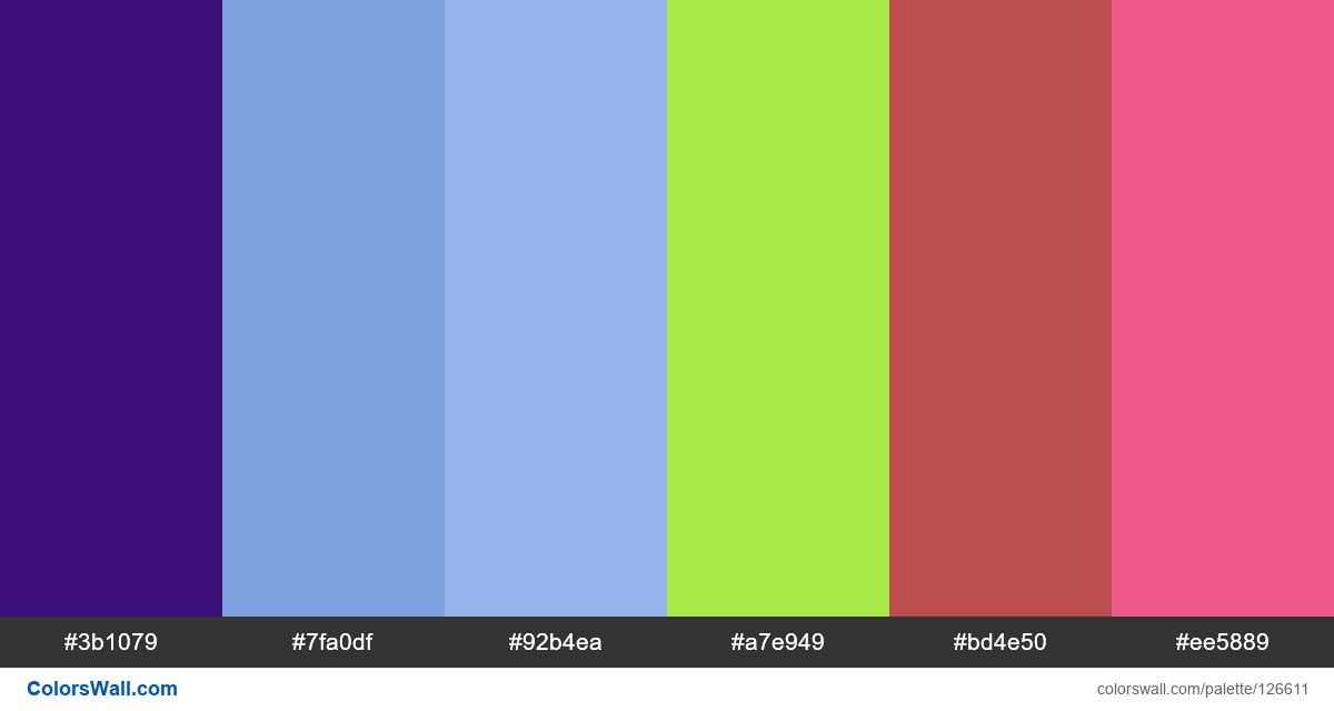 Random Colors Palette 3b1079 7fa0df 92b4ea Colorswall 