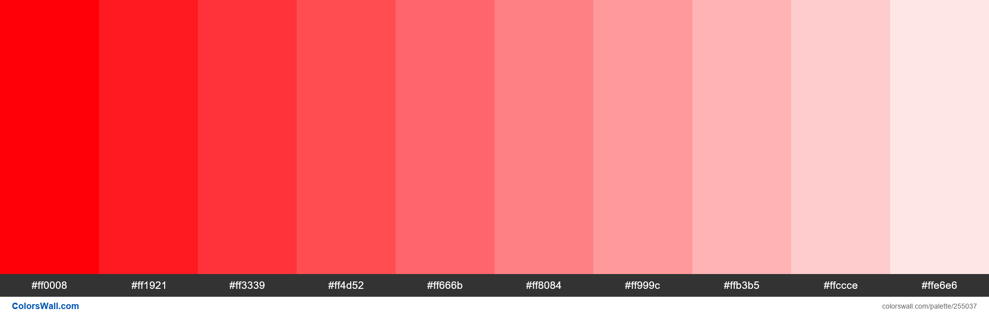 red colors palette #ff0008, #ff1921, #ff3339 - ColorsWall