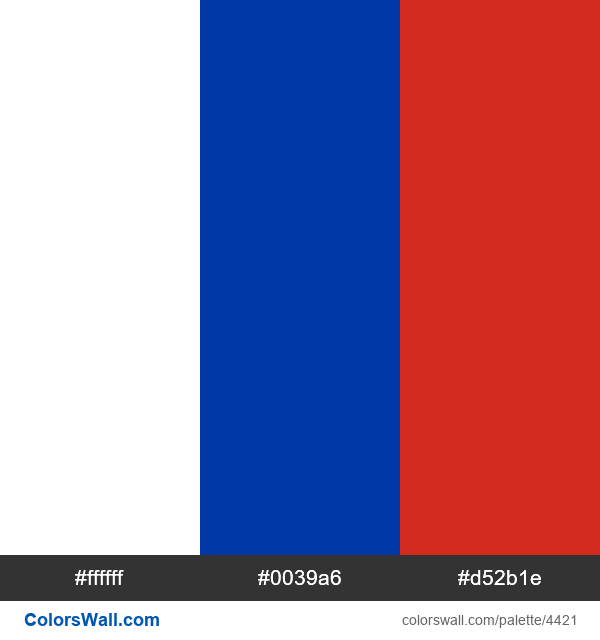 Russia flag colors #ffffff, #0039a6, #d52b1e - ColorsWall