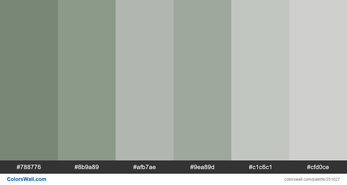 Sage colors palette #788776, #8b9a89, #afb7ae - ColorsWall