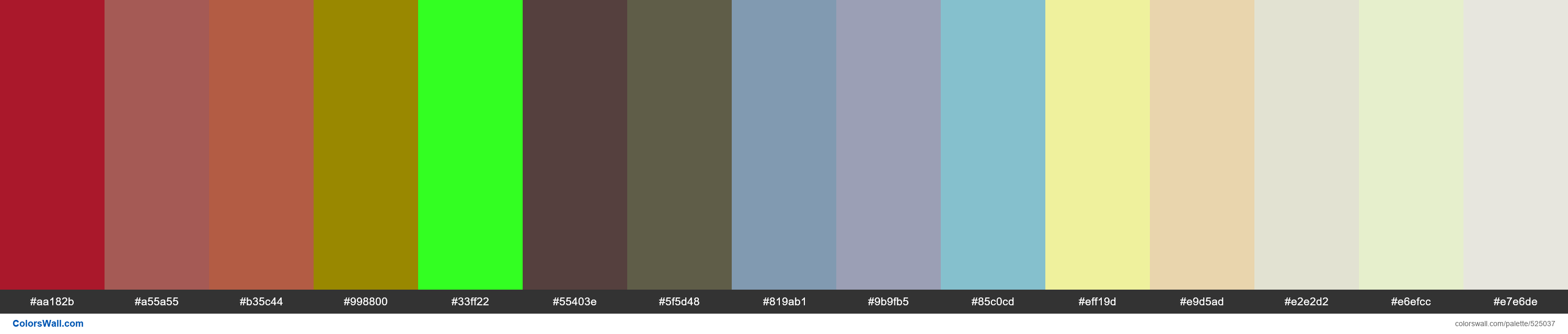 Salsa, Cheek Red, Karacha Red, Medusa Green, Tropical Elements, Laurel Nut Brown, Olive Court, Polished Metal, Minnesota April, Af - #525037