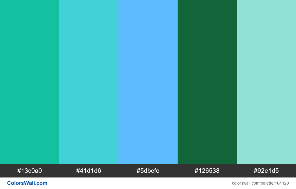 sea salt colors palette #13c0a0, #41d1d6, #5dbcfe | ColorsWall