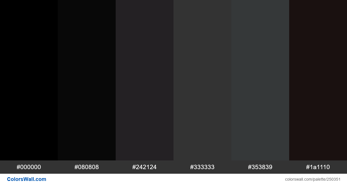 Shades of Black colors palette - ColorsWall