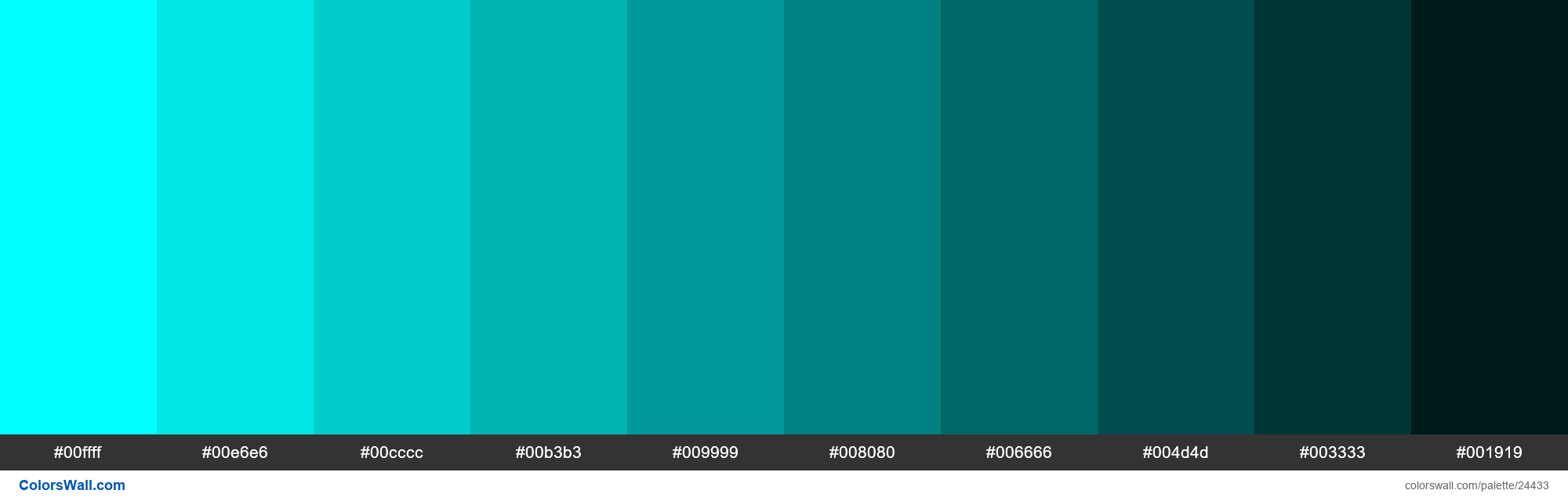 Shades of Cyan #00FFFF hex color - ColorsWall