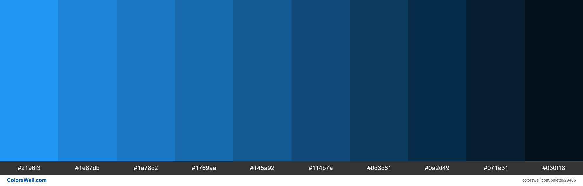 Shades of Material Design Blue color #2196F3 hex - ColorsWall