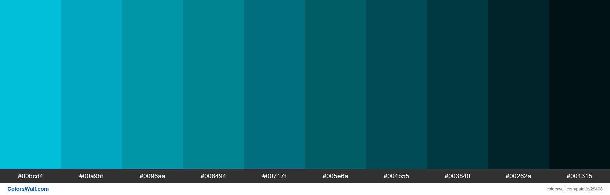 Shades of Material Design Cyan color #00BCD4 hex - ColorsWall