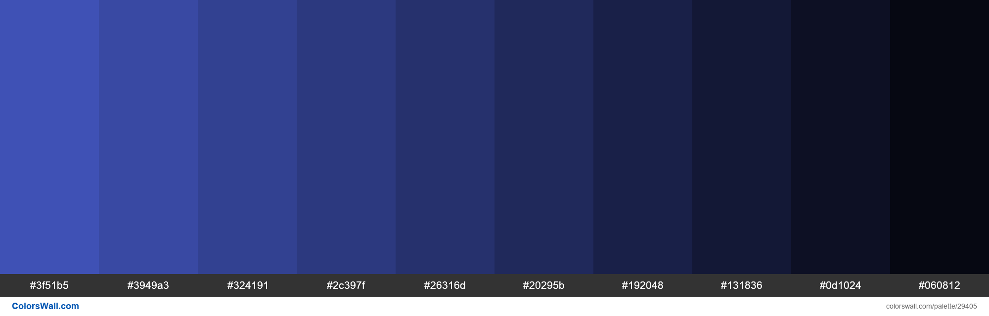Shades of Material Design Indigo color #3F51B5 hex - ColorsWall