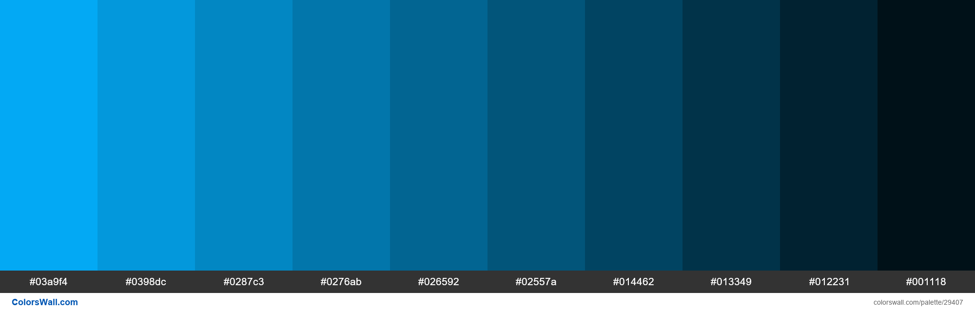 Shades Of Material Design Light Blue Color 03a9f4 Hex 29407 Colorswall 
