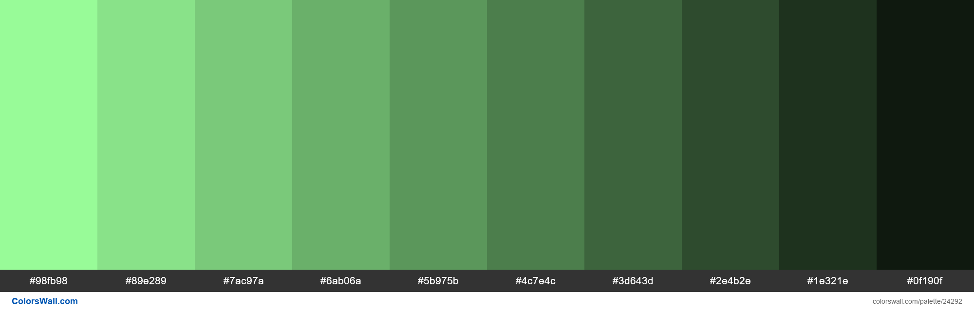 Shades Of Pale Green 98FB98 Hex Color ColorsWall