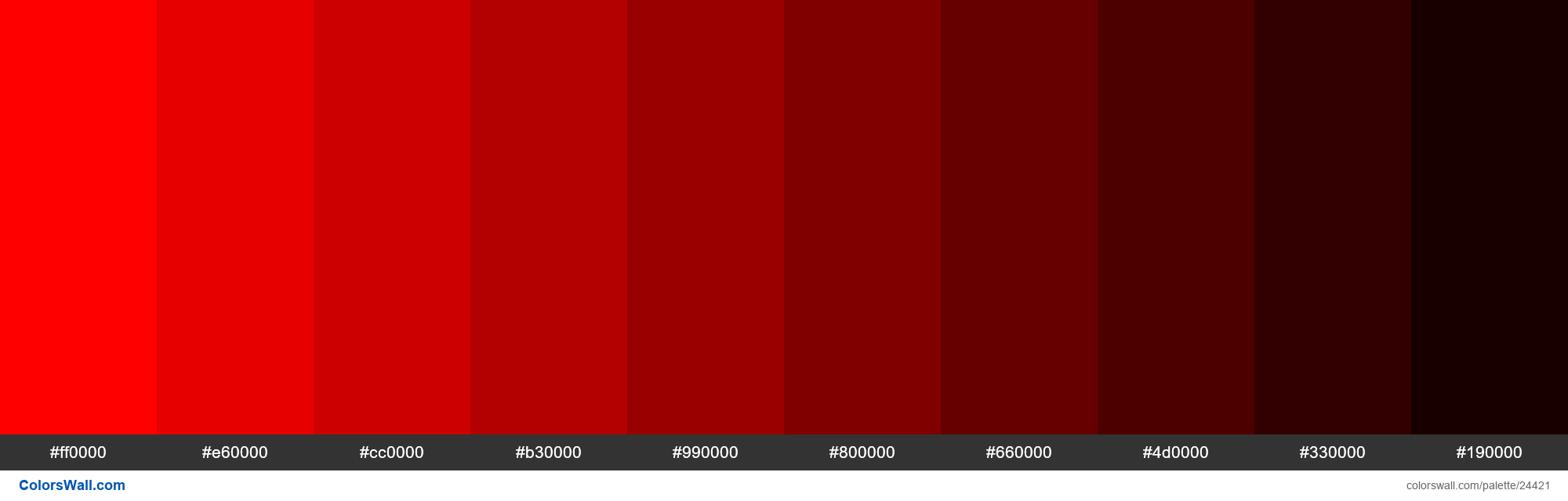 Gå glip af Descent stå på række Shades of Red #FF0000 hex color | ColorsWall