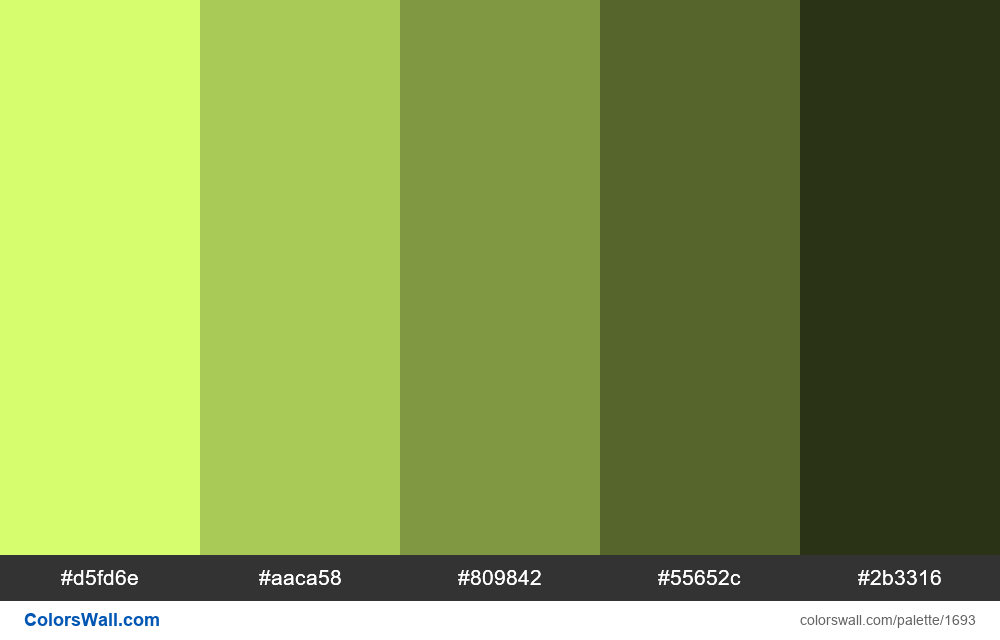 Shades palette #d5fd6e, #aaca58, #809842 - ColorsWall