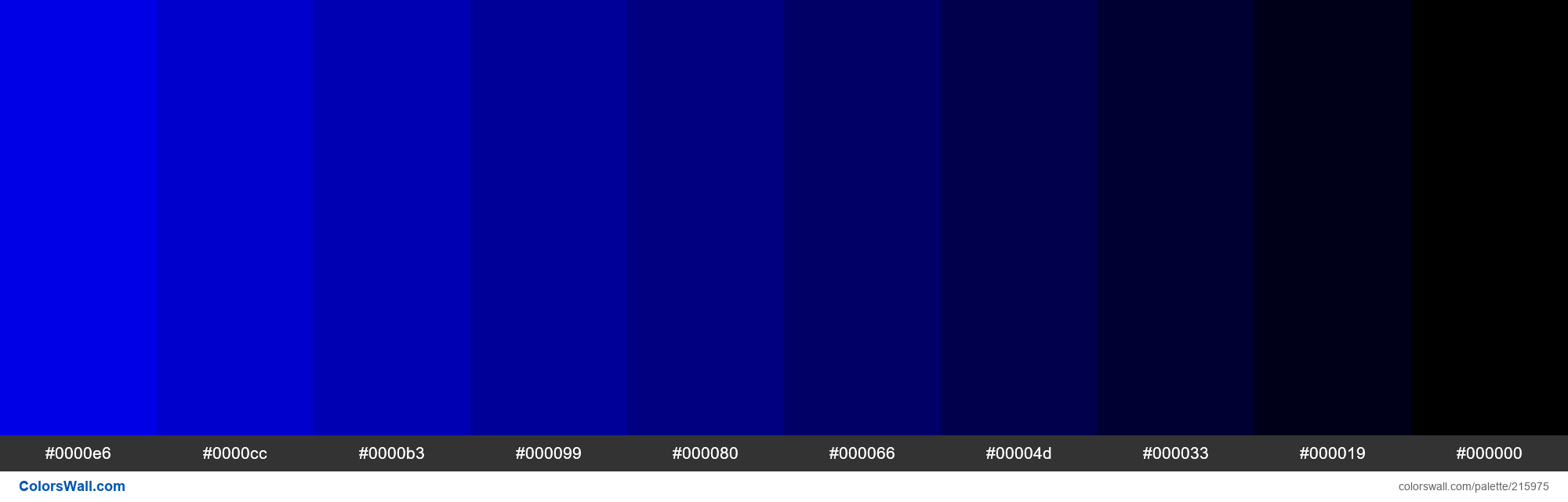 Shades palette of blue #0000e6, #0000cc, #0000b3 - ColorsWall