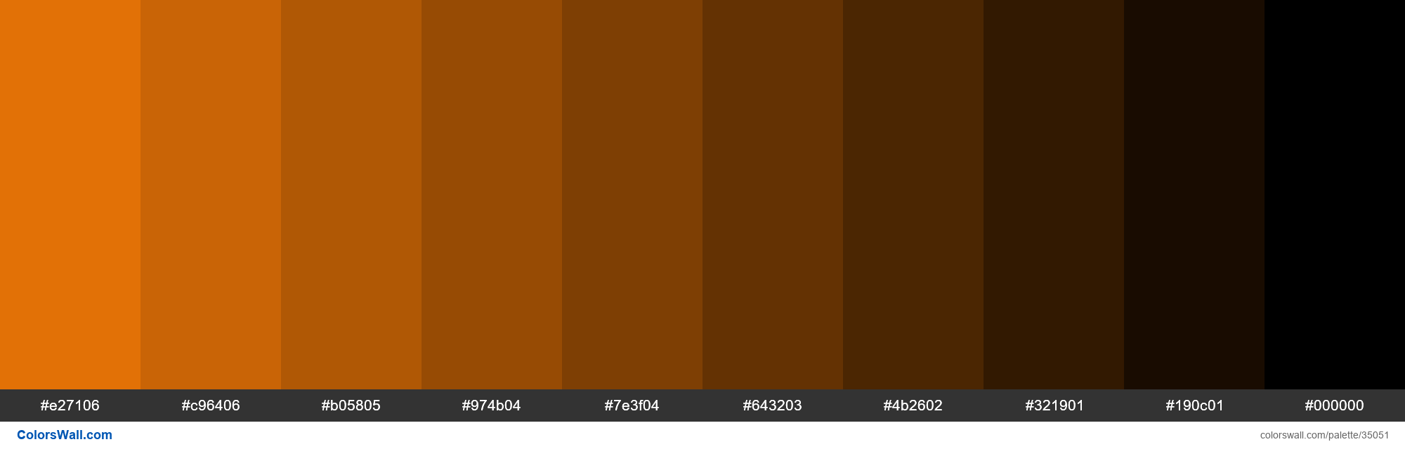 Shades XKCD Color pumpkin orange #fb7d07 hex colors palette | ColorsWall