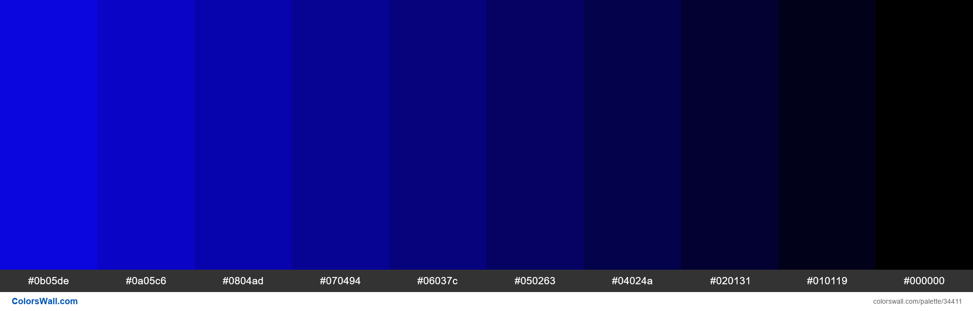 Shades XKCD Color strong blue #0c06f7 hex colors palette | ColorsWall