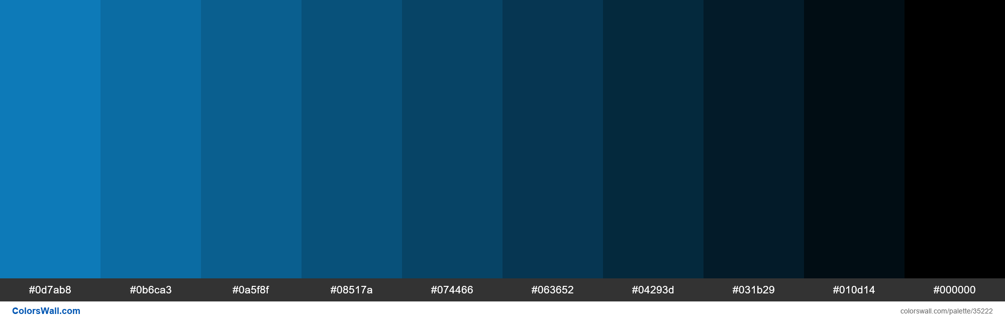 Shades XKCD Color water blue #0e87cc hex colors palette - ColorsWall