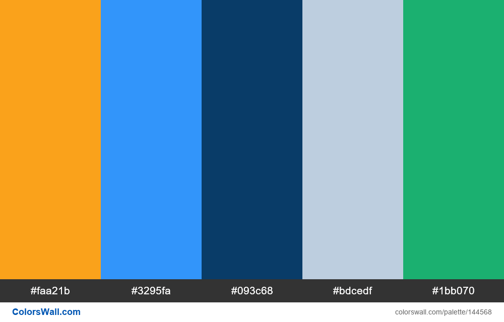 SP Colors colors palette #faa21b, #3295fa, #093c68 - ColorsWall