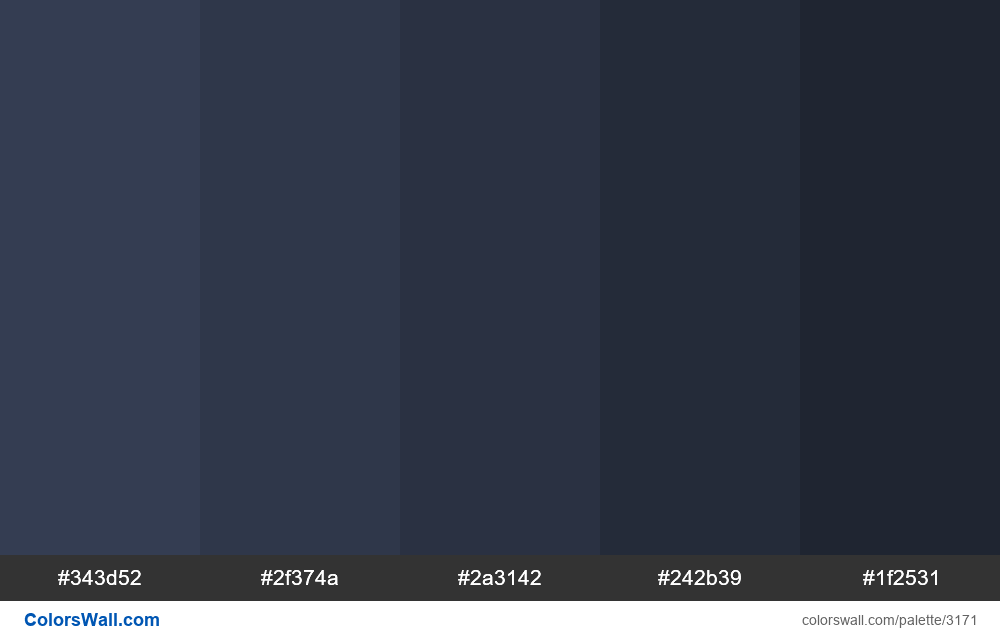 Space Gray shades colors #343d52, #2f374a, #2a3142 | ColorsWall