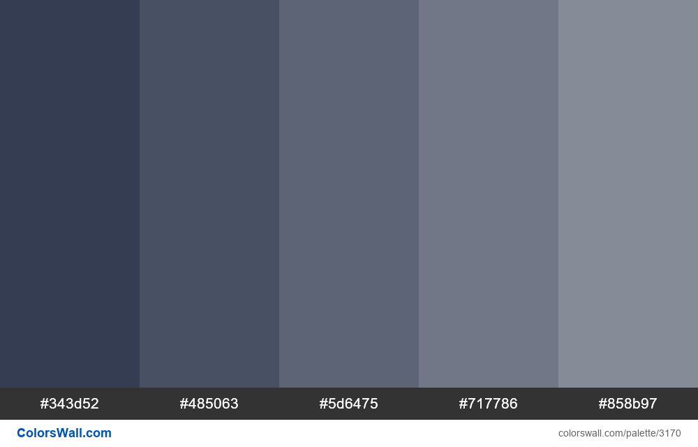 Space Gray tints colors #343d52, #485063, #5d6475 - ColorsWall