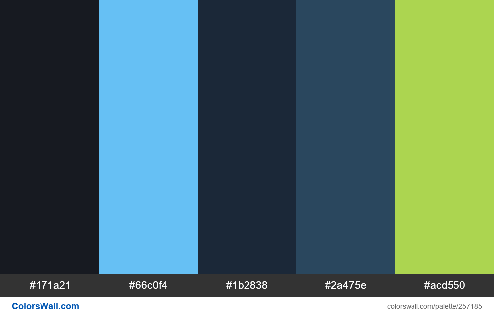 Steam colors palette #171a21, #66c0f4, #1b2838 - ColorsWall