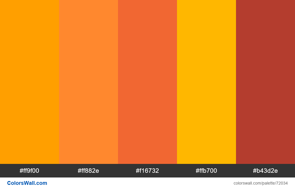 Sunny colors palette #ff9f00, #ff882e, #f16732 | ColorsWall