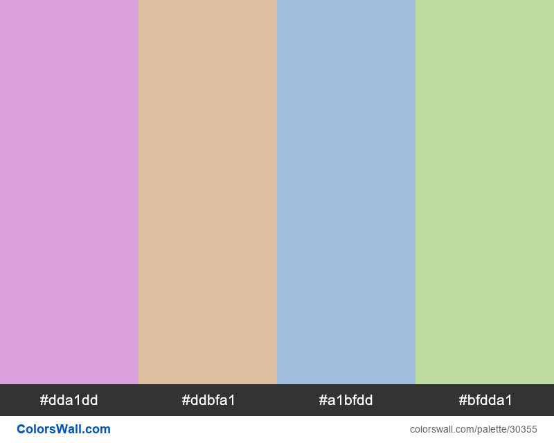 Tetradic colors scheme Plum color #DDA0DD hex - #30355
