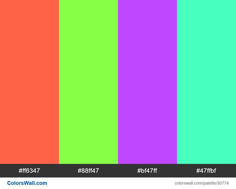 Tetradic colors scheme Tomato color #FF6347 hex - ColorsWall