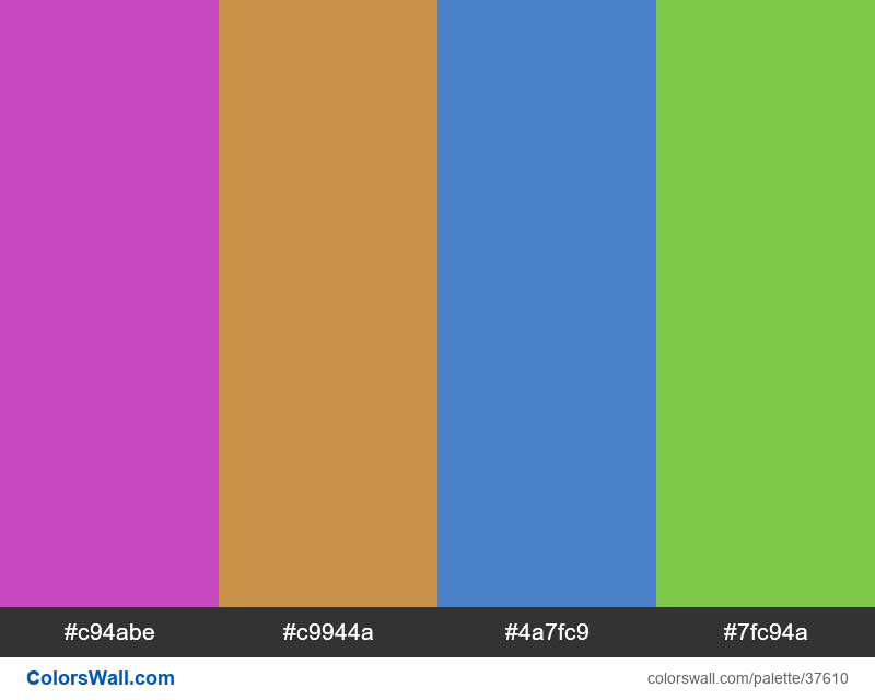 Tetradic colors scheme XKCD pinky purple #c94cbe hex - #37610