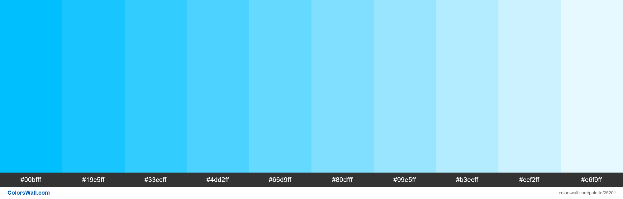 Tints Of Deep Sky Blue Color 00bfff Hex 25201 Colorswall 