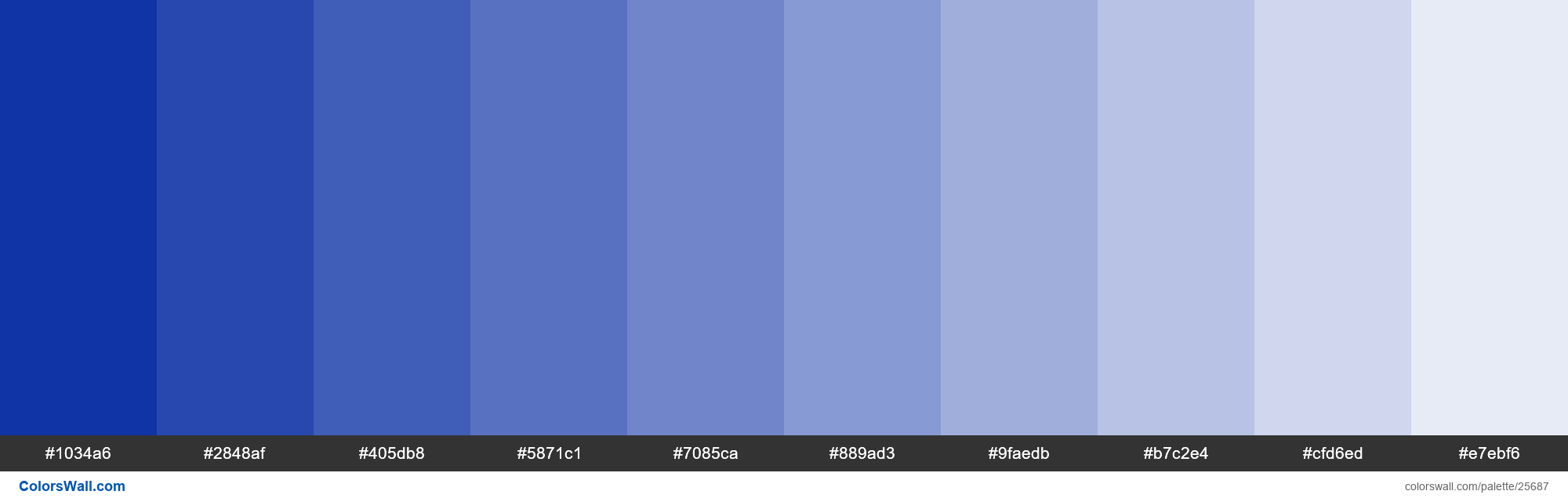 Tints of Egyptian Blue color #1034A6 hex - ColorsWall