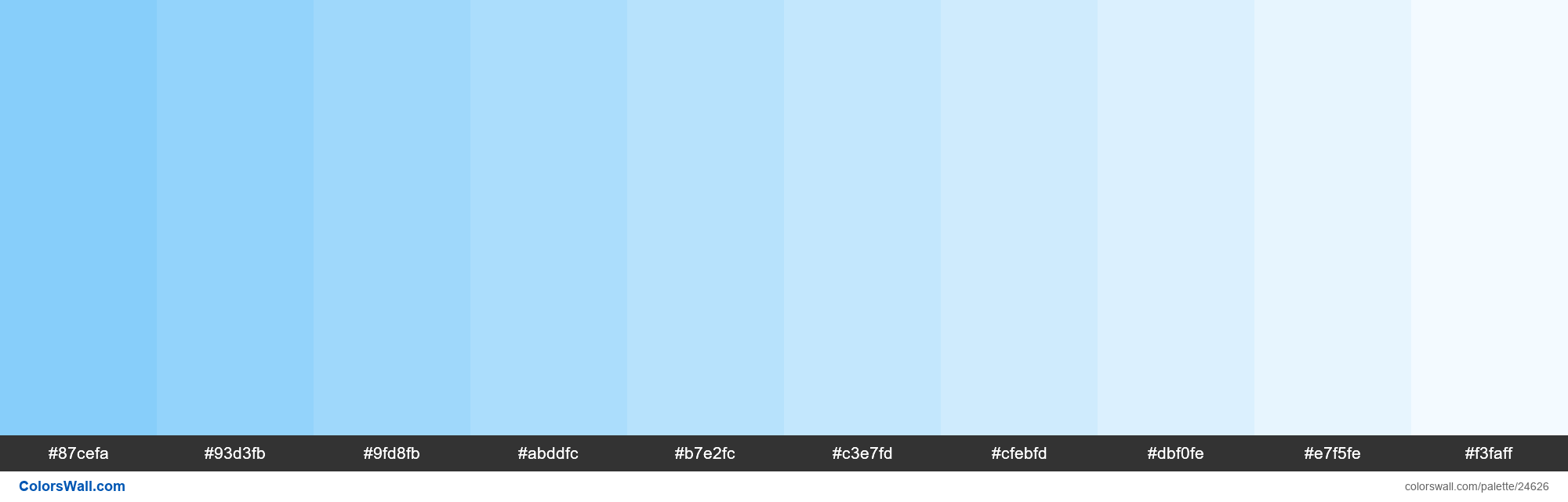 Tints Of Light Sky Blue 87cefa Hex Color 24626 Colorswall 