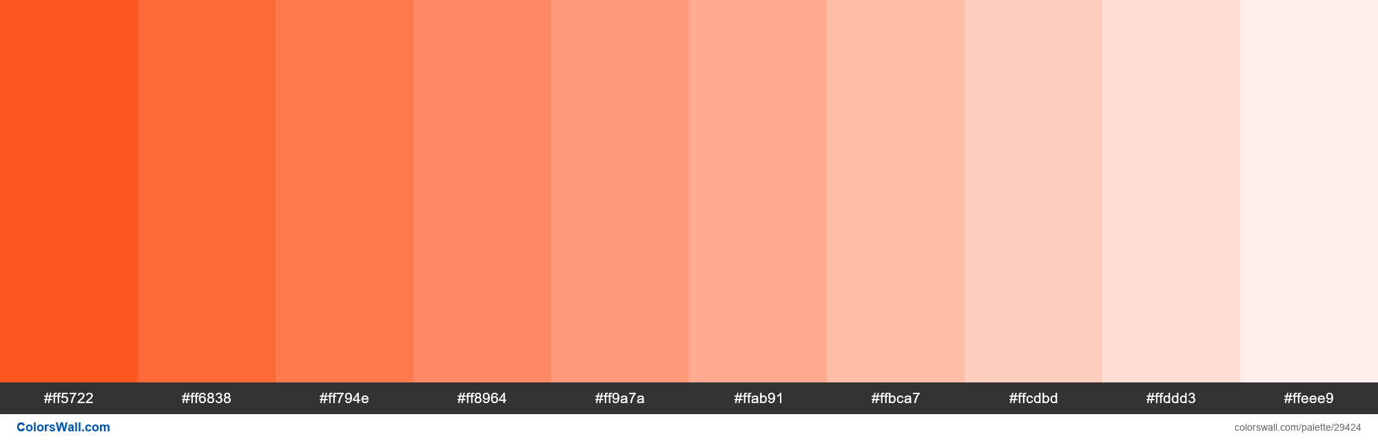 Tints Of Material Design Deep Orange Color Ff5722 Hex Colorswall