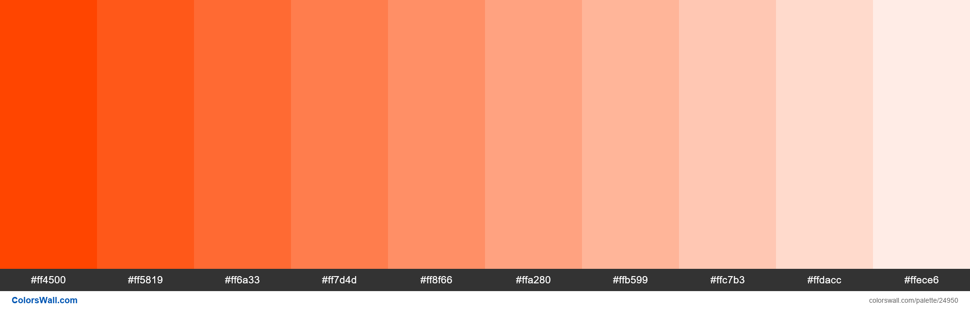 Tints Of Orange Red Color Ff4500 Hex Colorswall