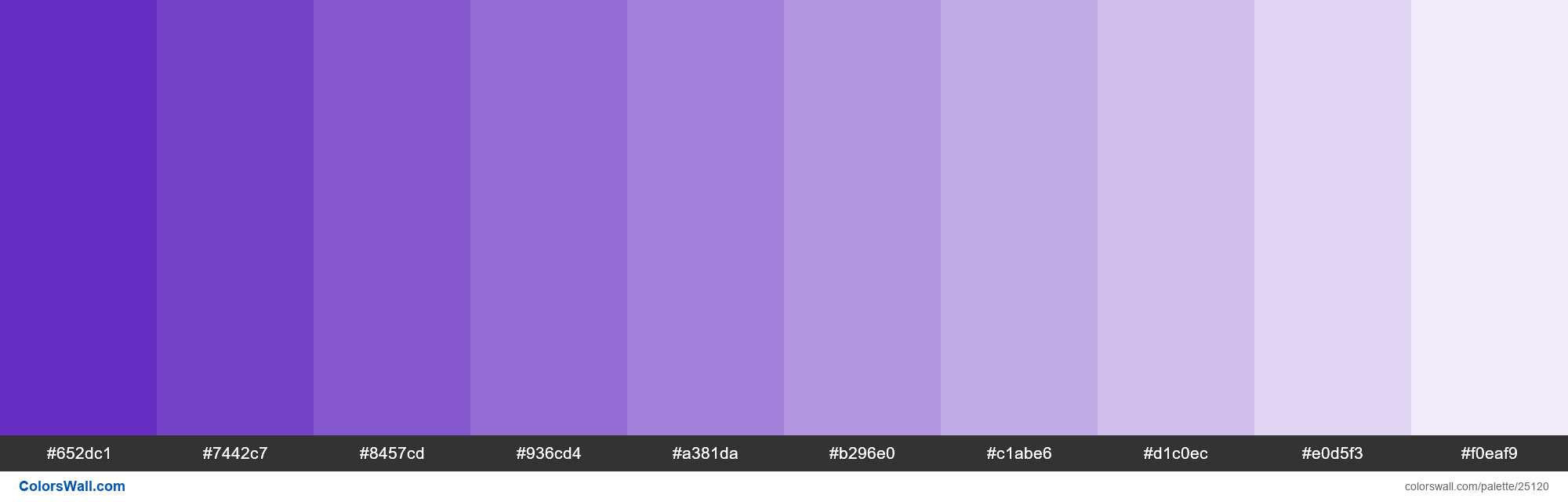 Tints of Purple Heart color #652DC1 hex - ColorsWall