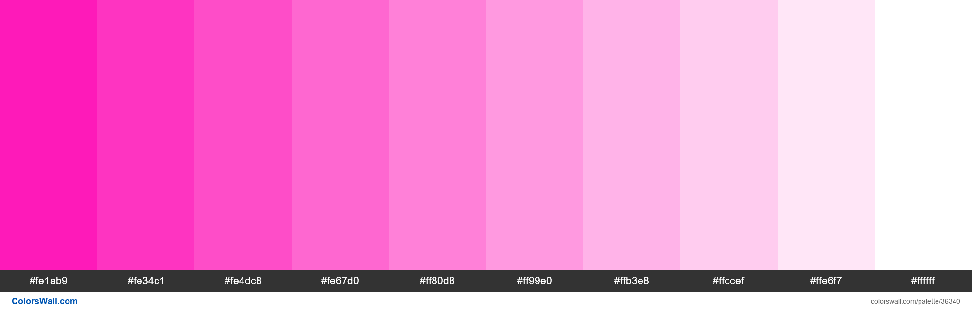 Tints Xkcd Color Bright Pink Fe01b1 Hex Colors Palette Colorswall