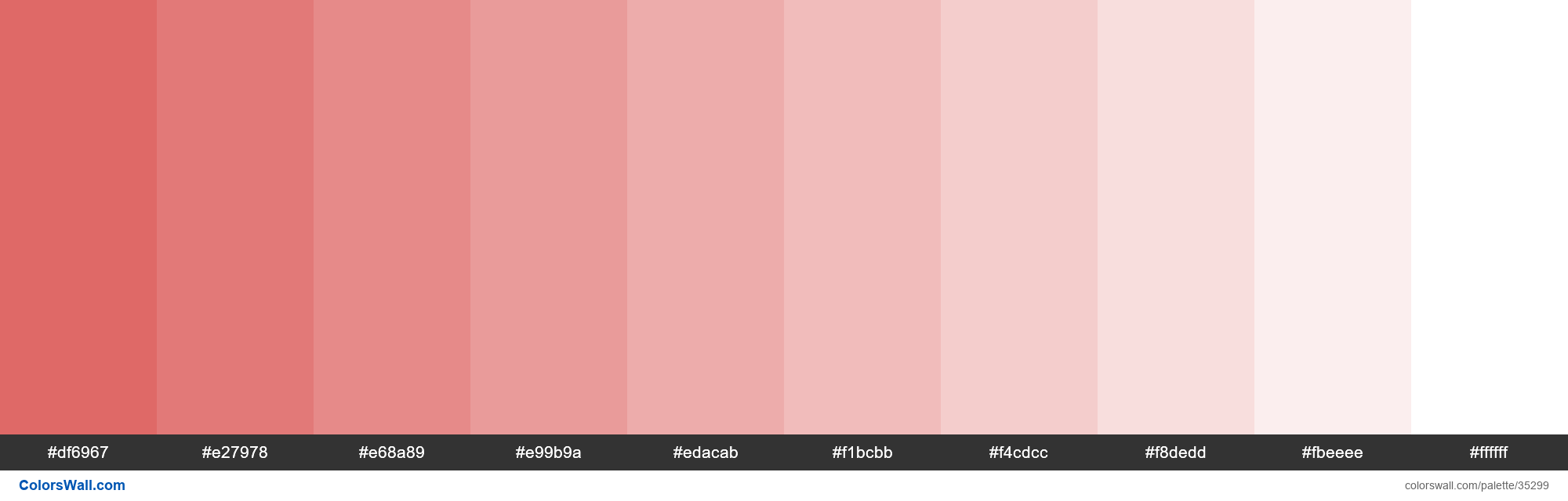 Tints XKCD Color pastel red #db5856 hex colors palette - ColorsWall