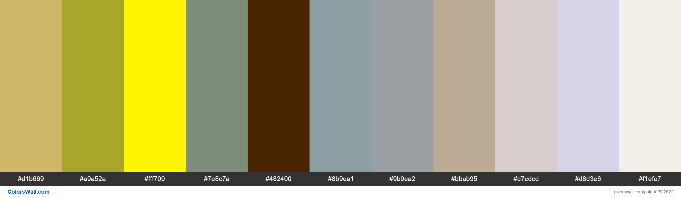 Trumpet, Venom, Lemon, Amazon Moss, Ibex Brown, Teal Wave, Downpour, Portico, Lilac Ash, Violet Crush palette - #522622