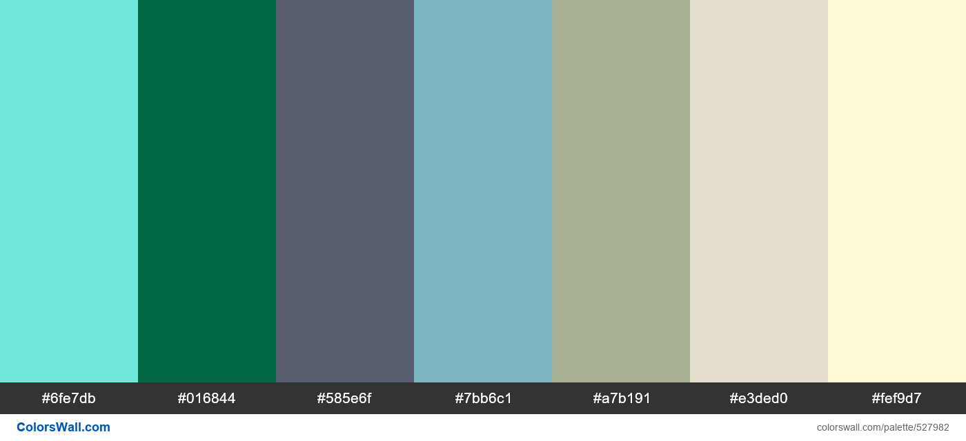 Turquoise Chalk, Greens, Grisaille, Culinary Blue, Family Tree palette - #527982