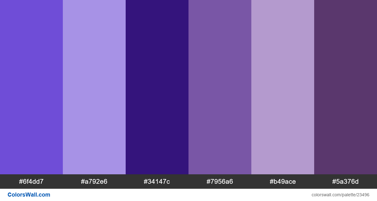 Typeface colors palette #6f4dd7, #a792e6, #34147c - ColorsWall