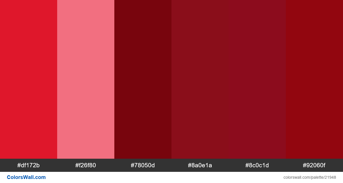 Typography colors #df172b, #f26f80, #78050d | ColorsWall