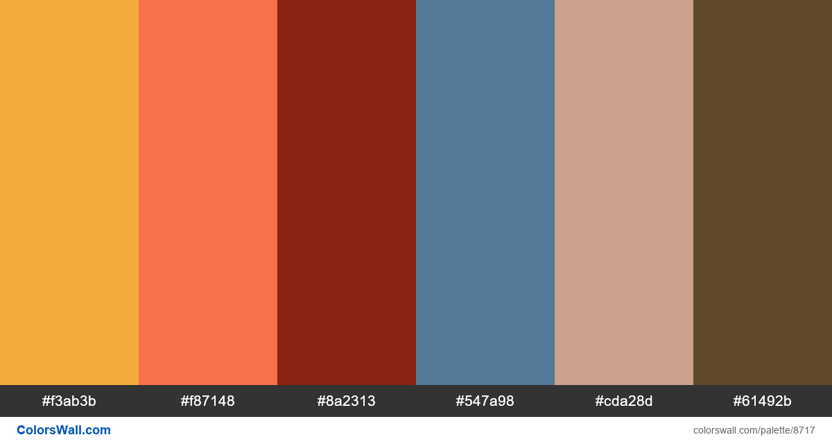 Ux top clean palette #f3ab3b, #f87148, #8a2313 | ColorsWall