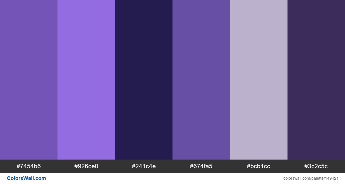 v2 colors palette #7454b6, #926ce0, #241c4e - ColorsWall