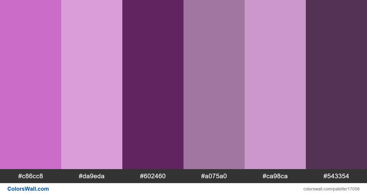 Web ui front-end palette #c86cc8, #da9eda, #602460 | ColorsWall