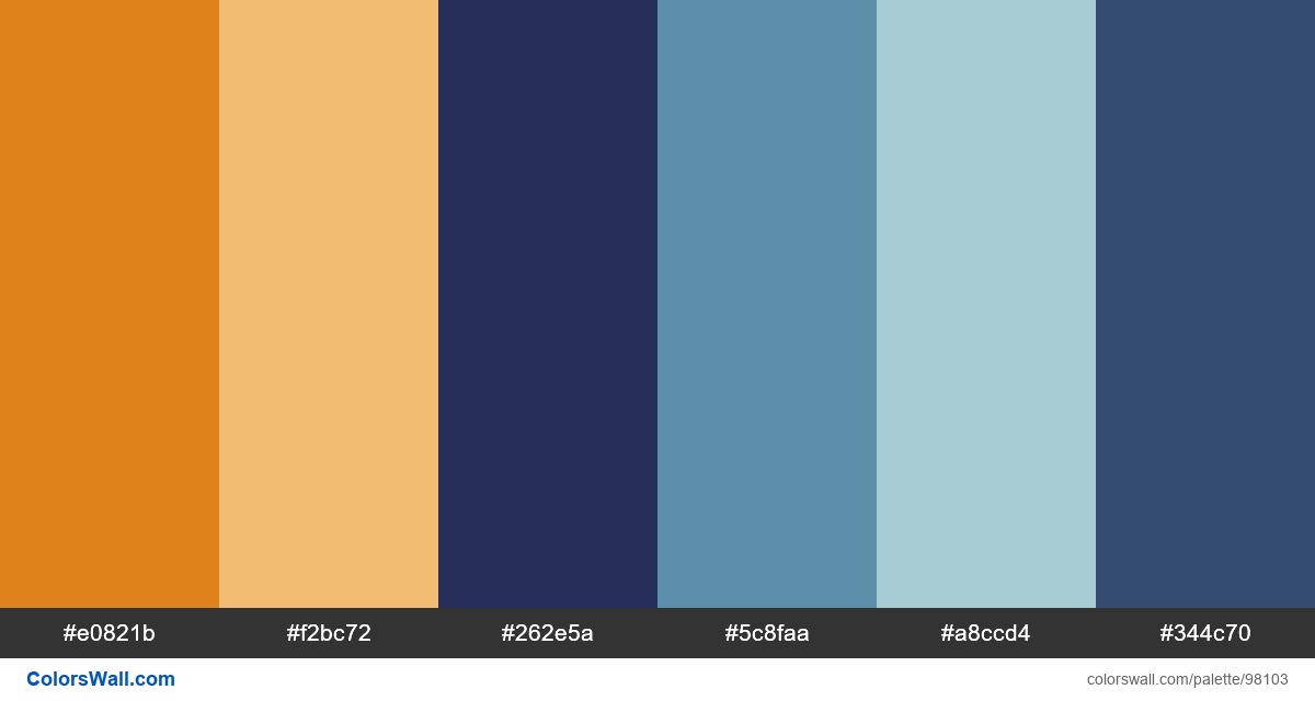 Web ux design ui palette #e0821b, #f2bc72, #262e5a | ColorsWall