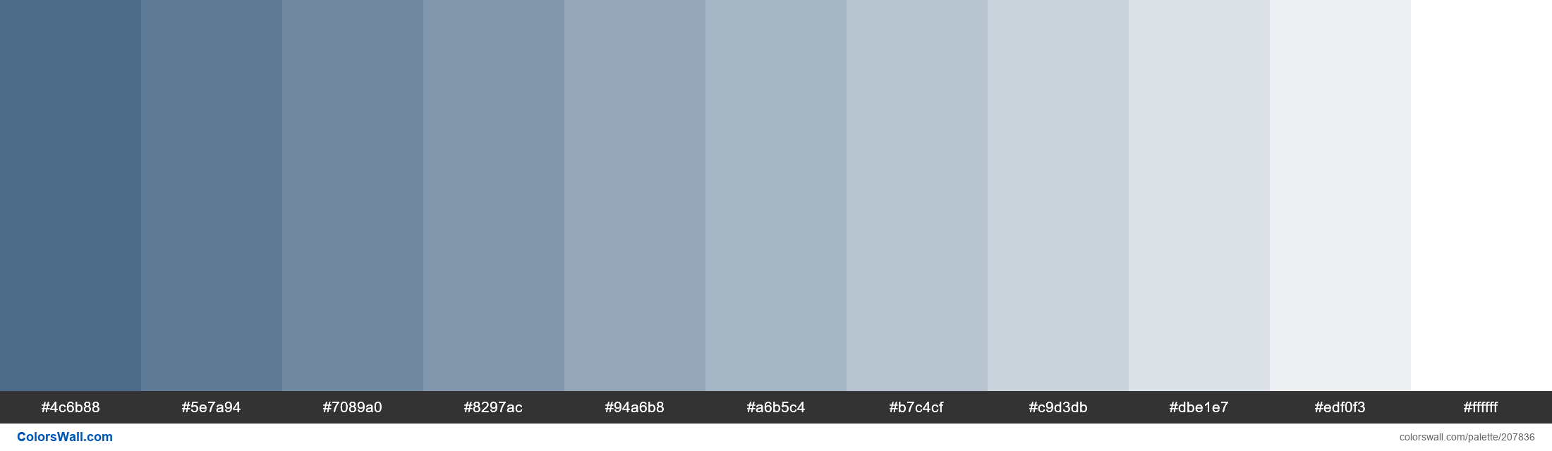 Wedgewood colors palette #4c6b88, #5e7a94, #7089a0 | ColorsWall