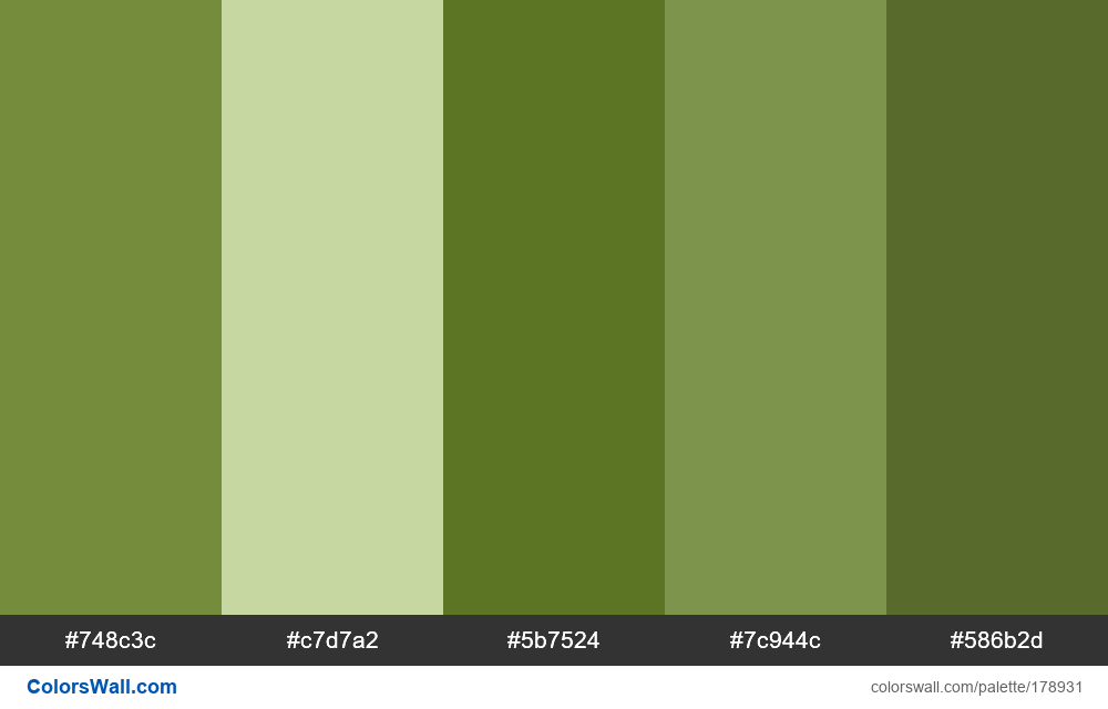 Yellow Colors Palette #748c3c, #c7d7a2, #5b7524 - Colorswall